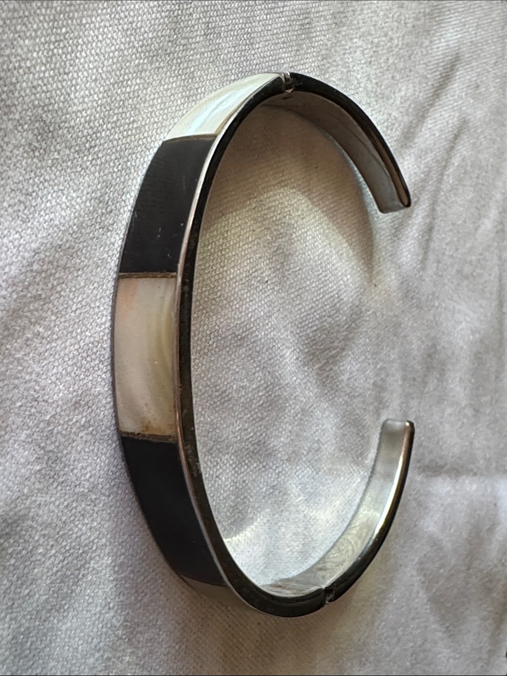Women Silver-Tone Mother of Pearl & Black Onyx Bracelet